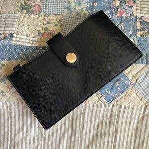 SEE JANE WORK Black Faux Leather Small Crossbody Bag
